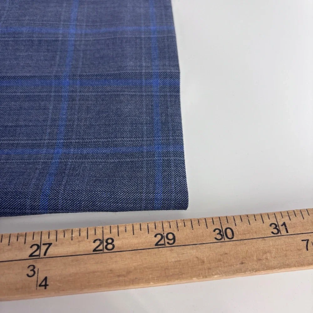 Michael Kors Suit Mens 48R 40W Blue Grey Plaid Wool Blend Natural Stretch